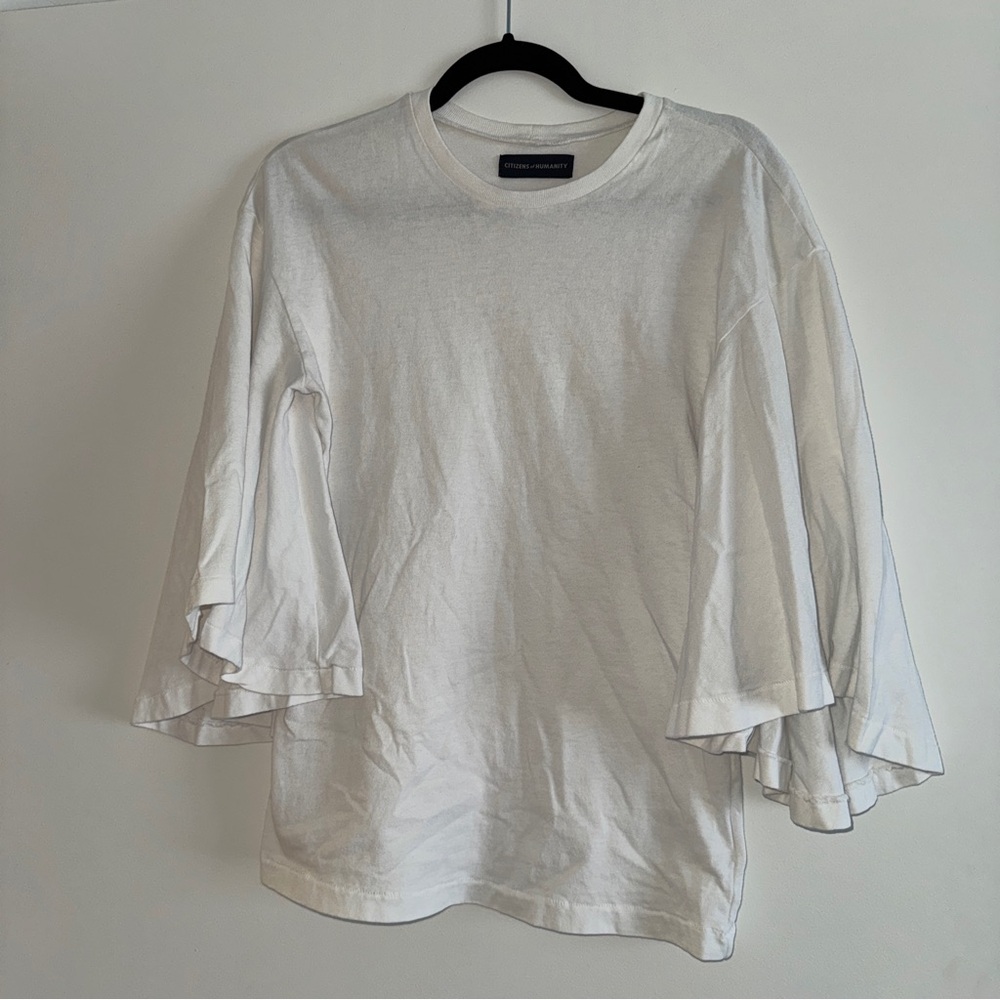 Citizens Of Humanity White Flared Sleeve Top